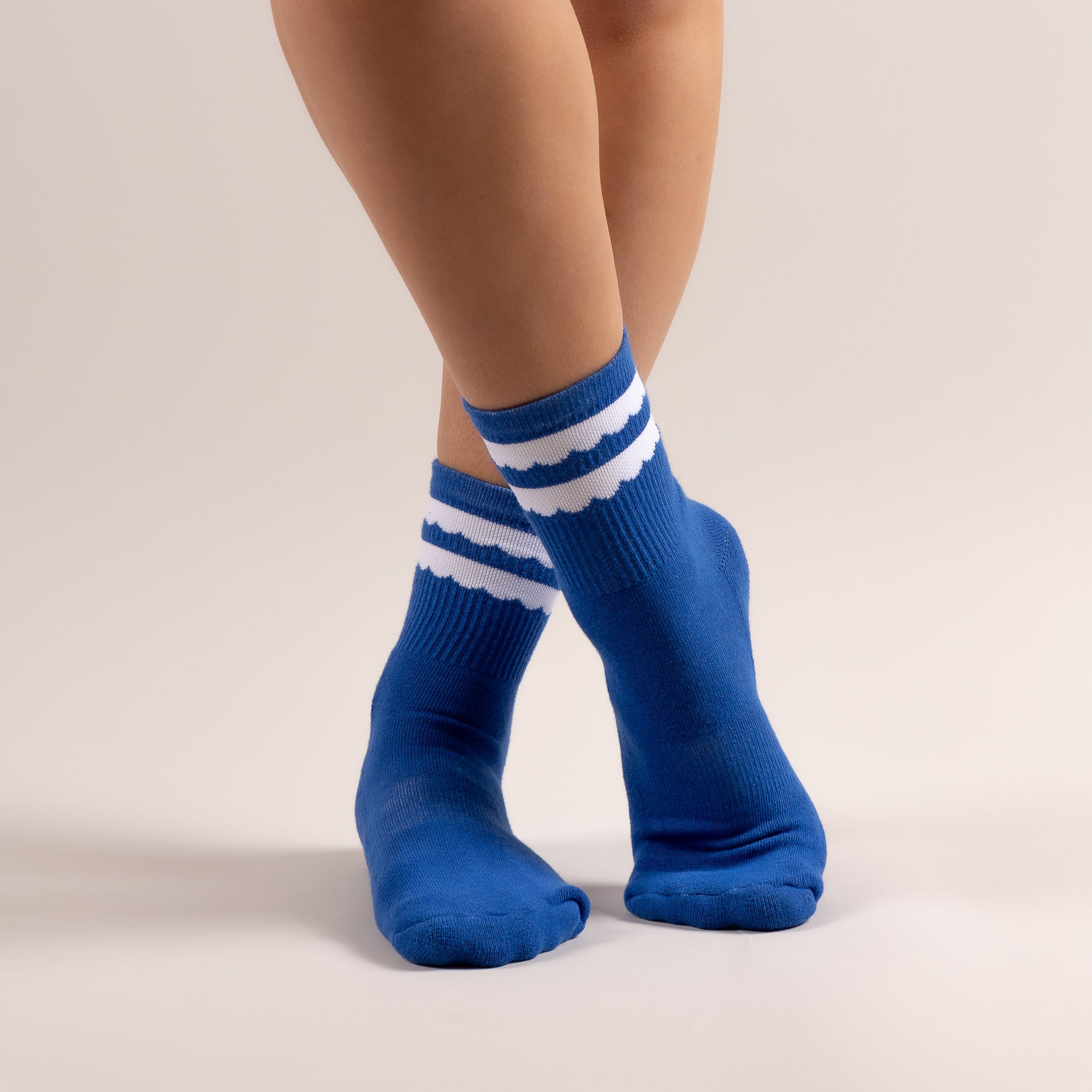Royal Blue Athletic Crew Sock w/ White Scallops